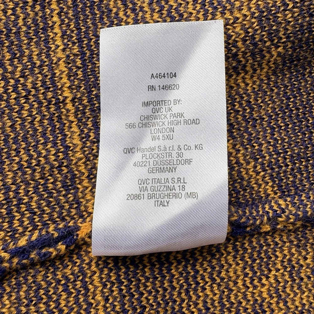 Attitudes by Renee Sweater XS Global Illusions Navy/Mustard Open‎ Front Cardigan
